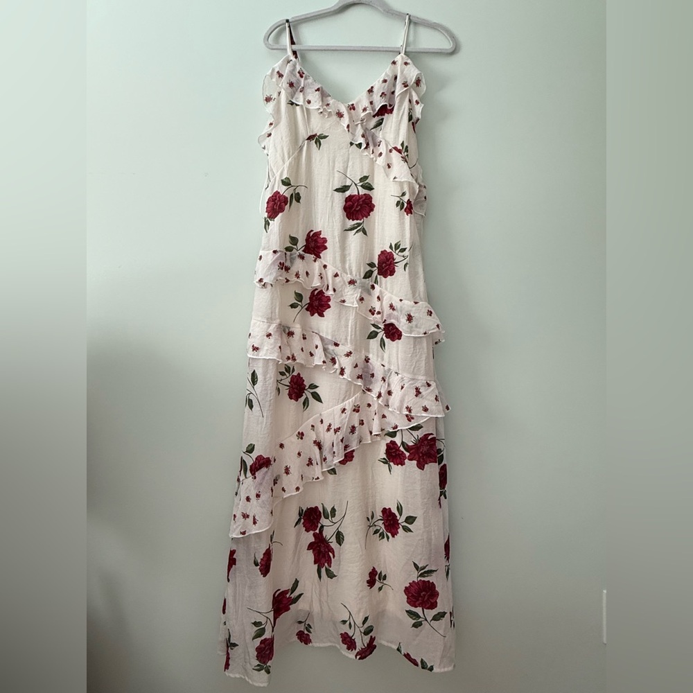 Jessica Simpson Romantic Rose Floral Tiered Ruffle Maxi Dress
